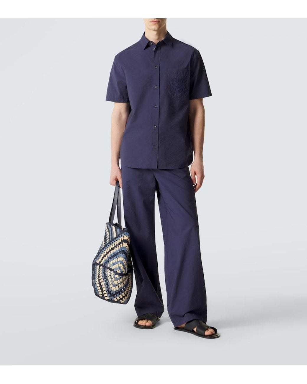 Loewe Blue Paula's Ibiza Anagram Cotton-Blend Shirt for men
