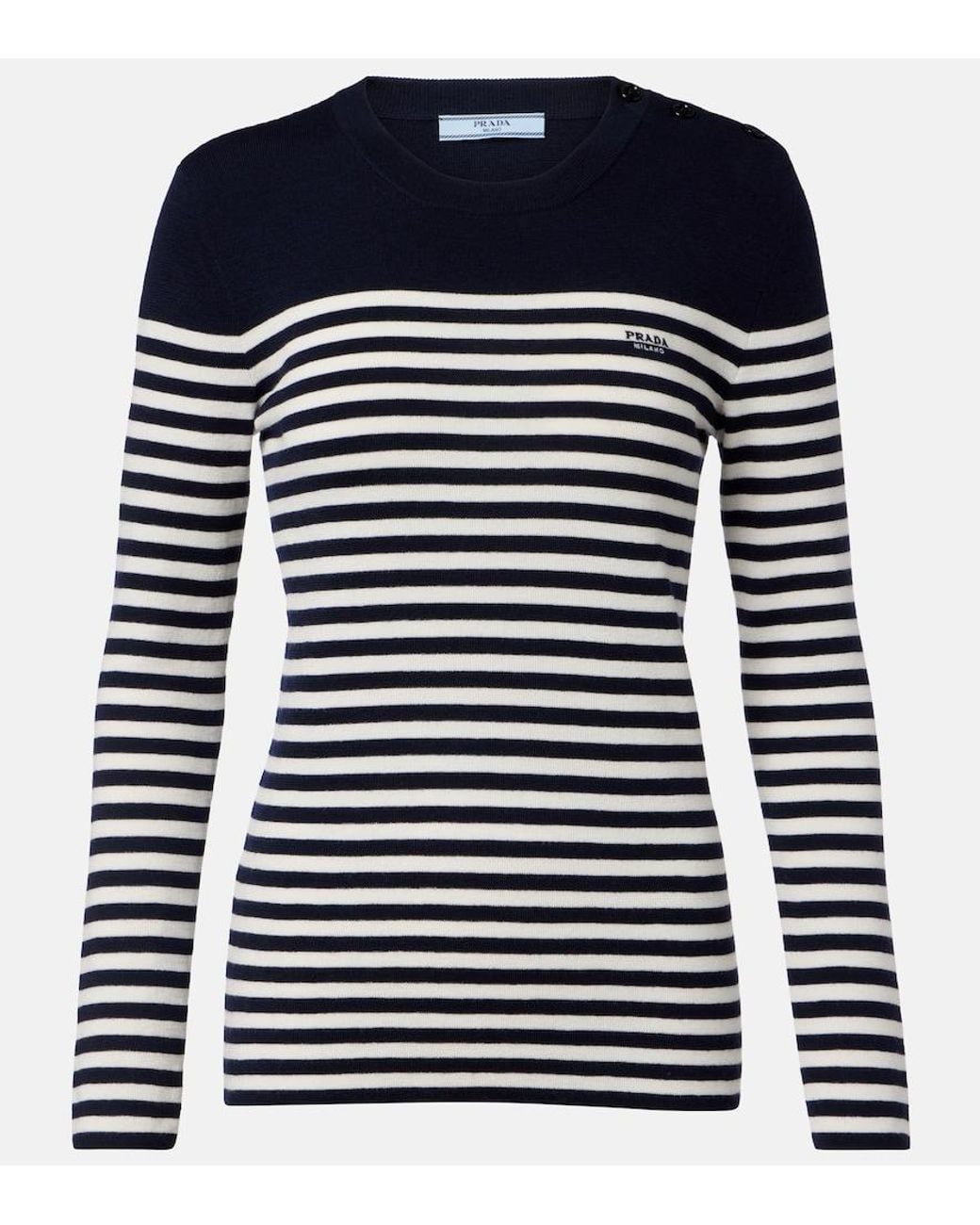 Prada Blue Striped Virgin Wool Sweater