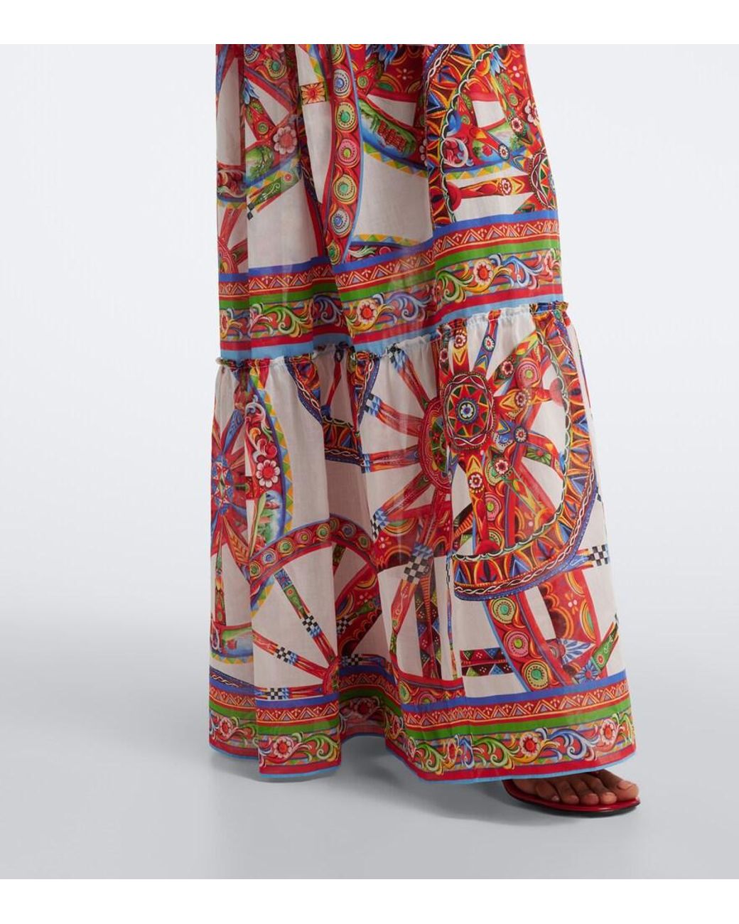 Dolce & Gabbana Red Carretto Cotton Maxi Dress