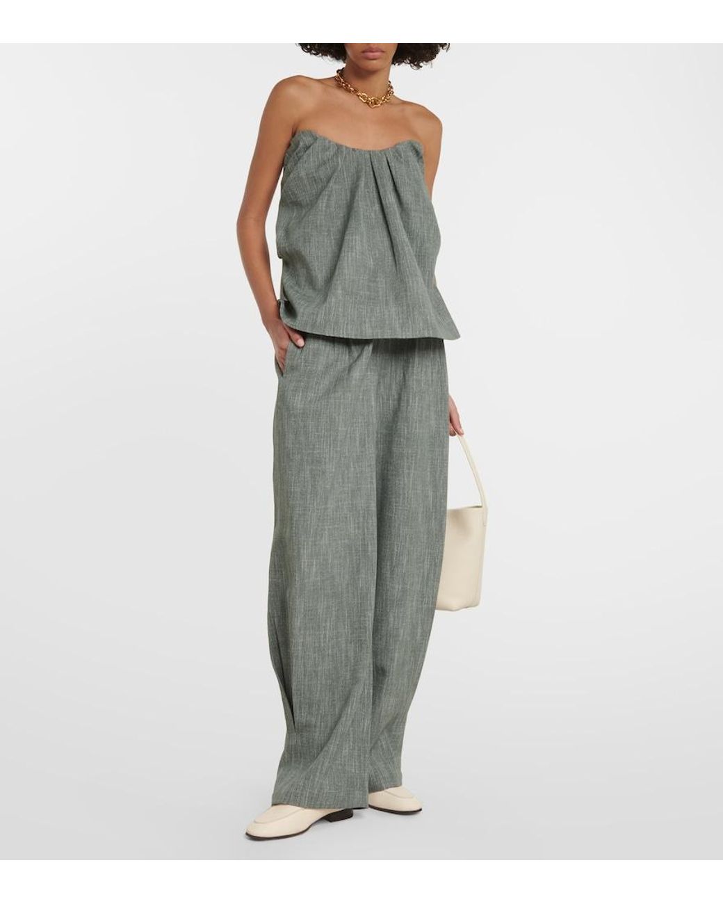 Co. Green High-Rise Wool-Blend Wide-Leg Pants