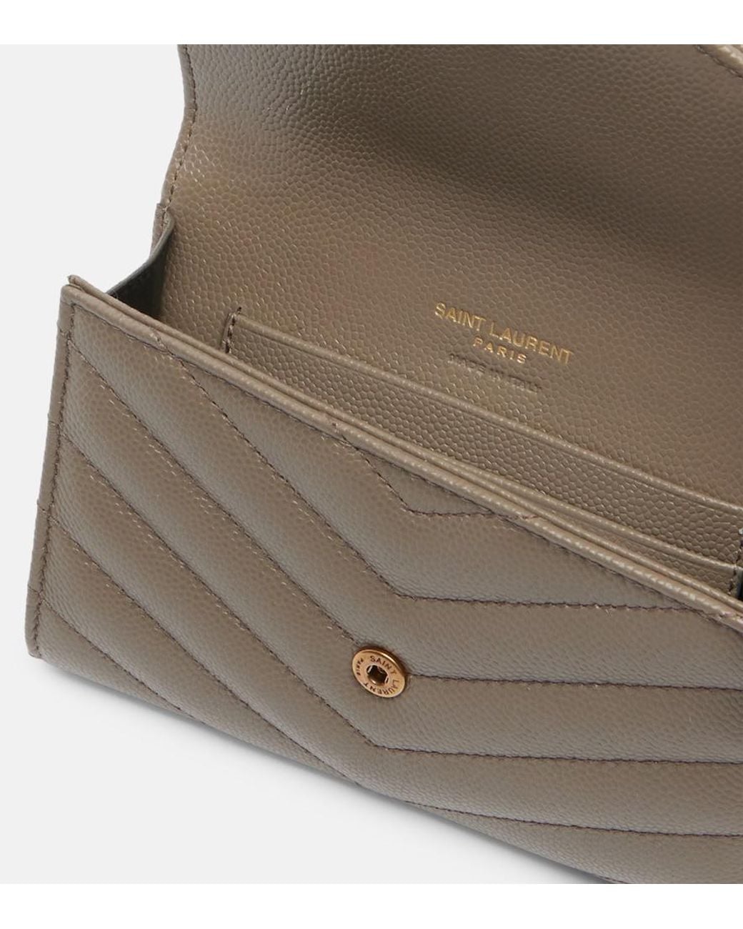 Saint Laurent Natural Cassandre Leather Card Holder