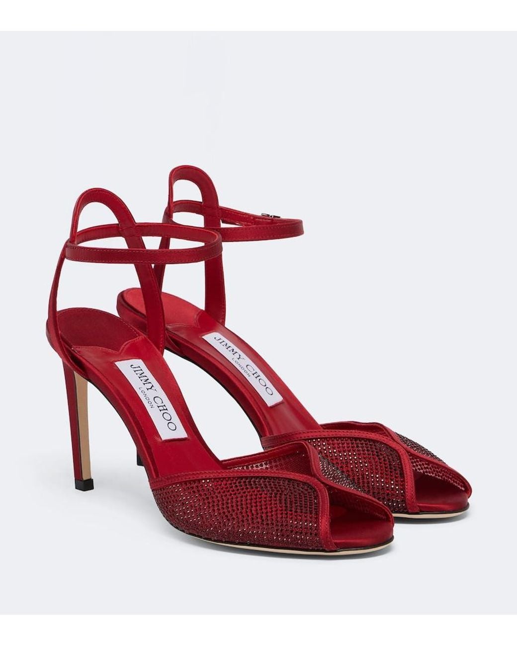 Jimmy Choo Red Sacora Crystal-Embellished Sandals