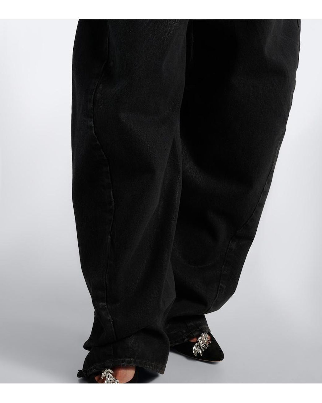 Balenciaga Black Mid-Rise Barrel-Leg Jeans