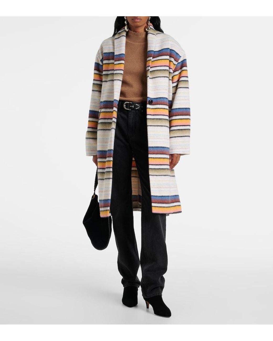 Isabel Marant Multicolor Striped Wool-Blend Coat