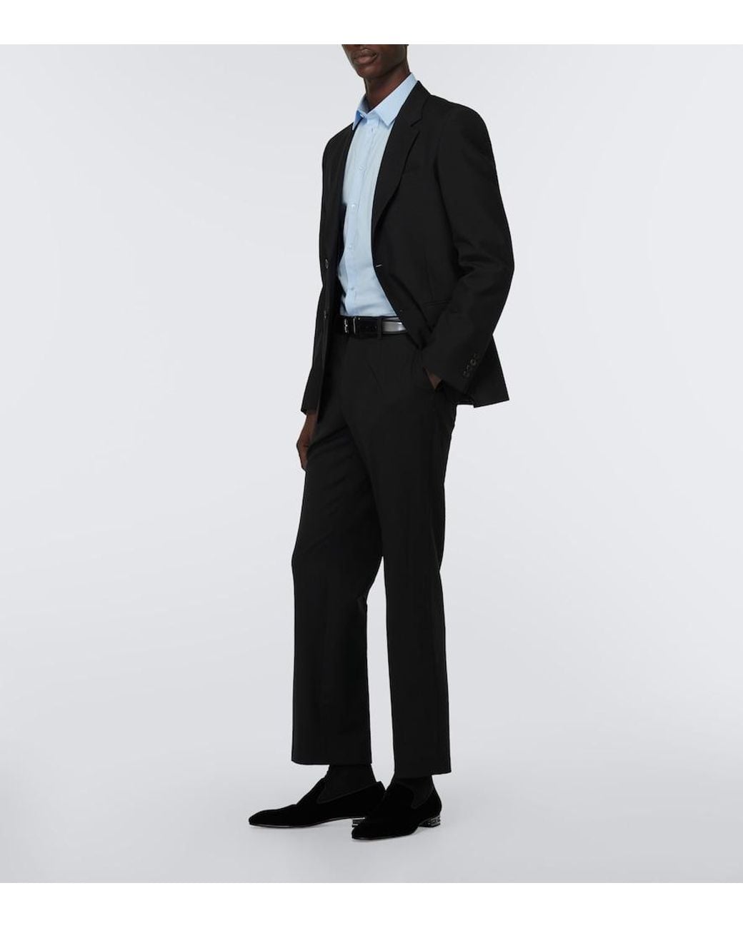 Christian Louboutin Black Dandyrocks Velvet Loafers for men