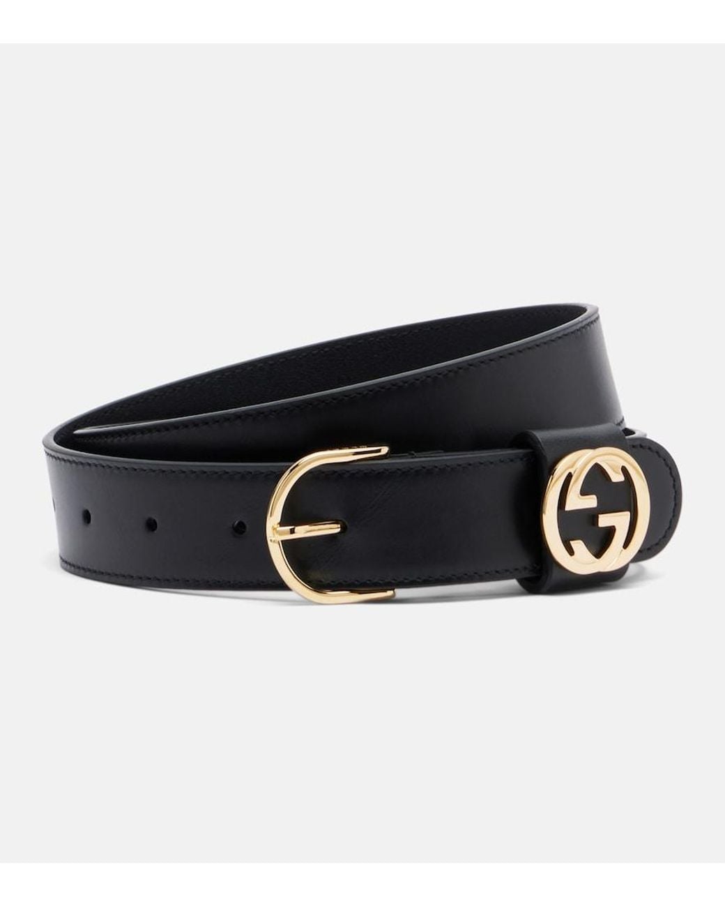 Gucci Black Interlocking G Leather Belt