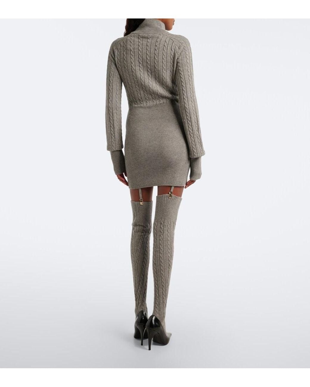 AYA MUSE Gray Rovo Minidress And Over-The-Knee Socks Set