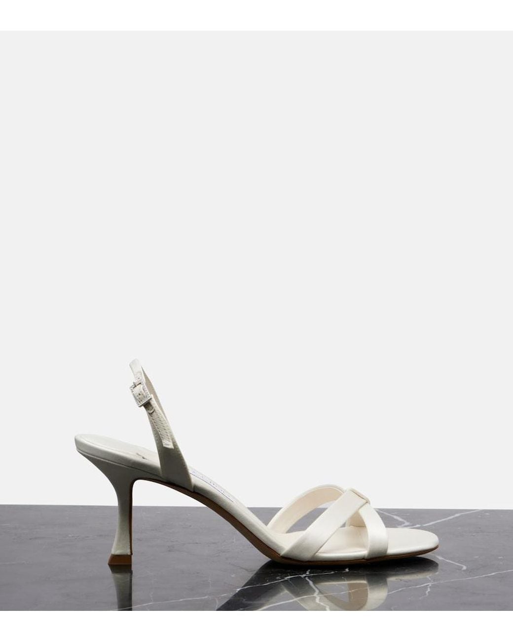 Jimmy Choo White Elsy 70 Satin Sandals