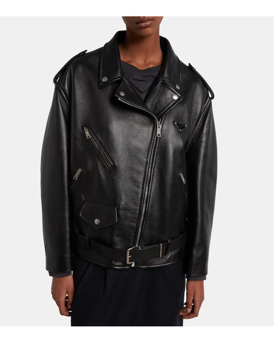 Prada Black Leather Biker Jacket