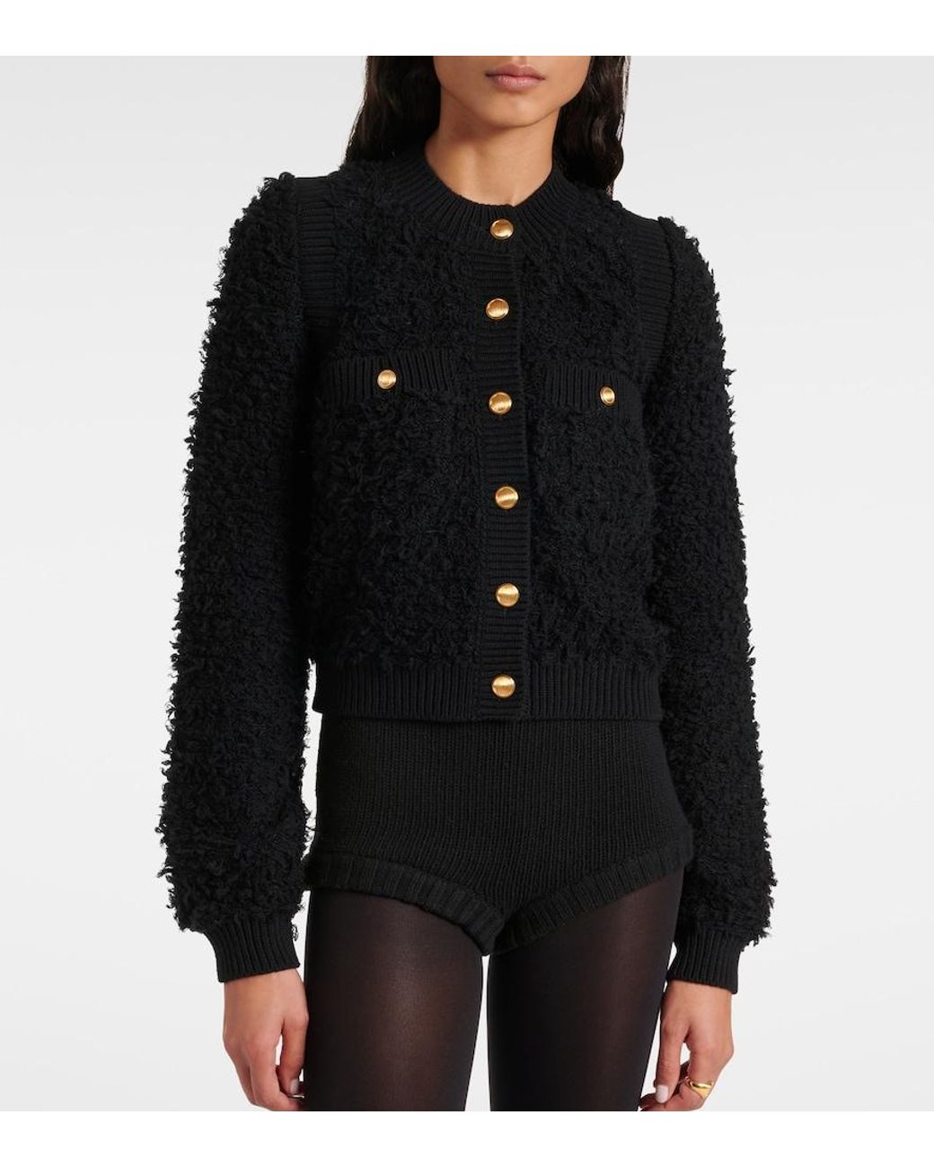 Chloé Black Cropped Tweed Jacket
