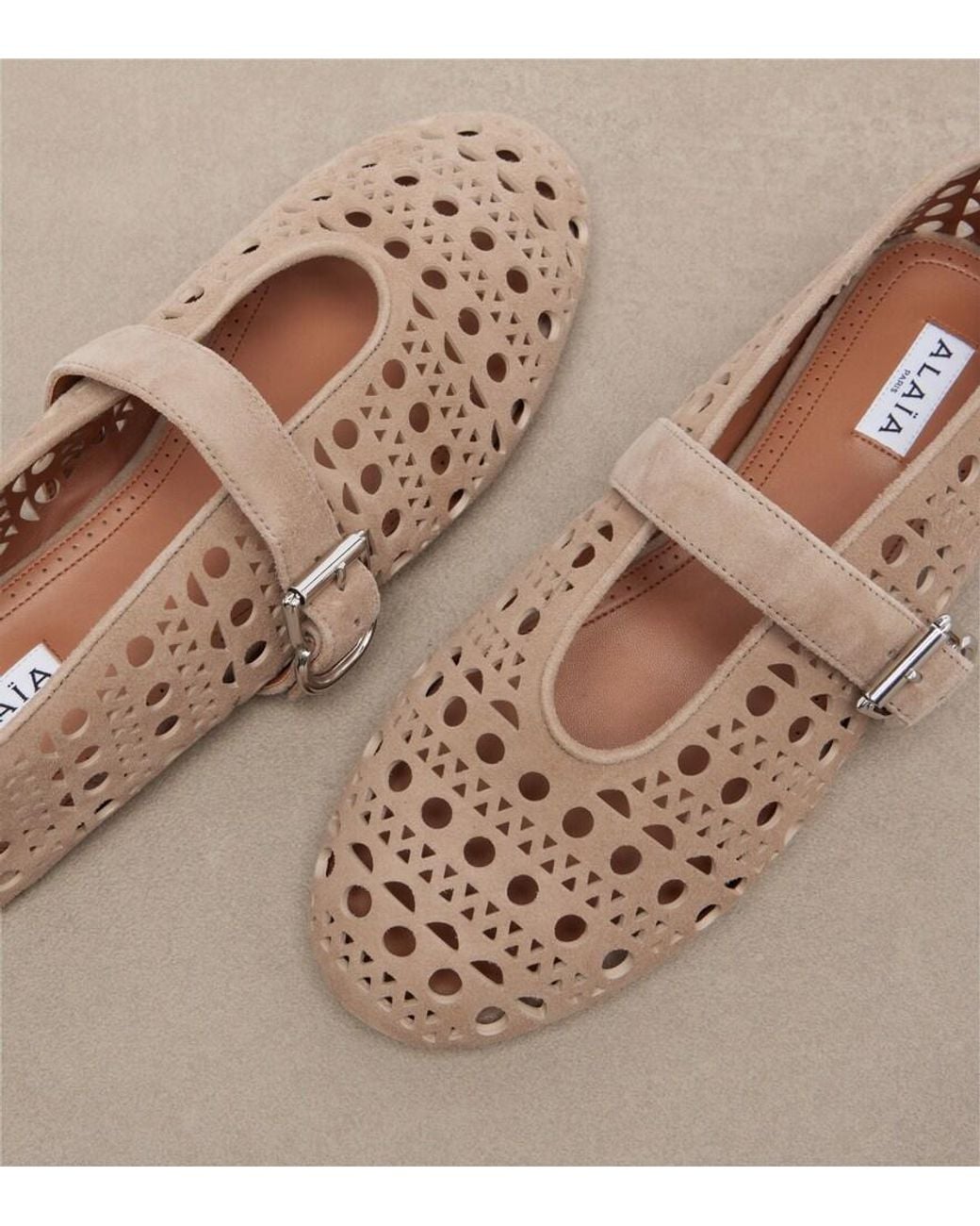 Alaïa Pink Vienne Suede Mary Jane Flats
