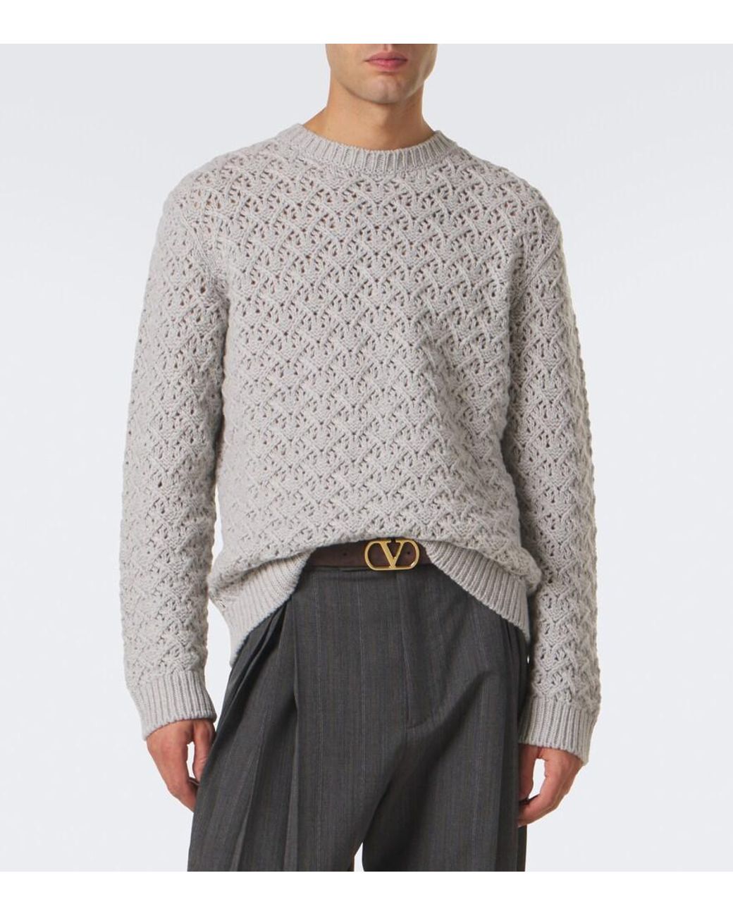 Valentino Garavani Gray Wool And Cashmere Sweater for men