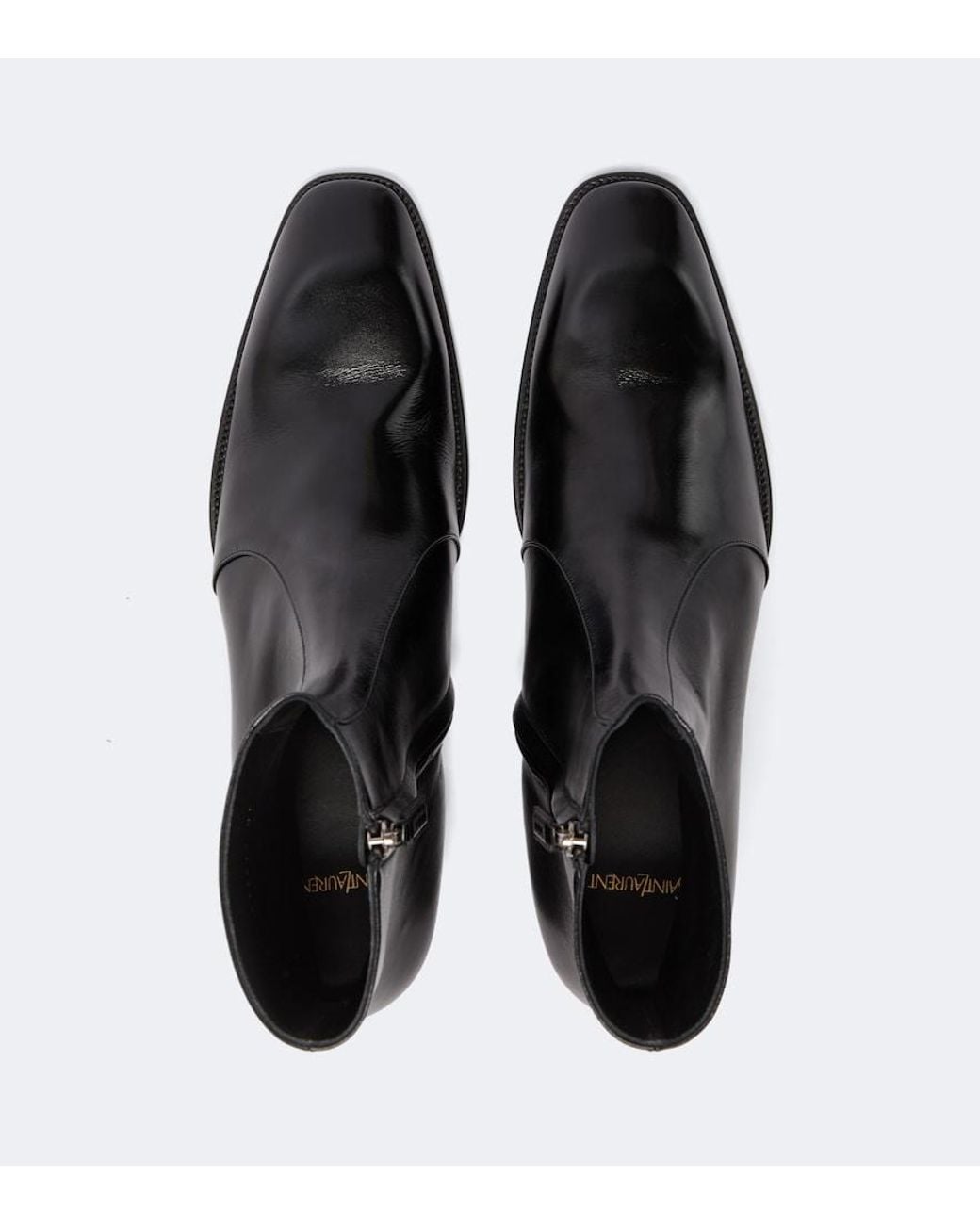 Saint Laurent Black Aurelien Leather Ankle Boots for men