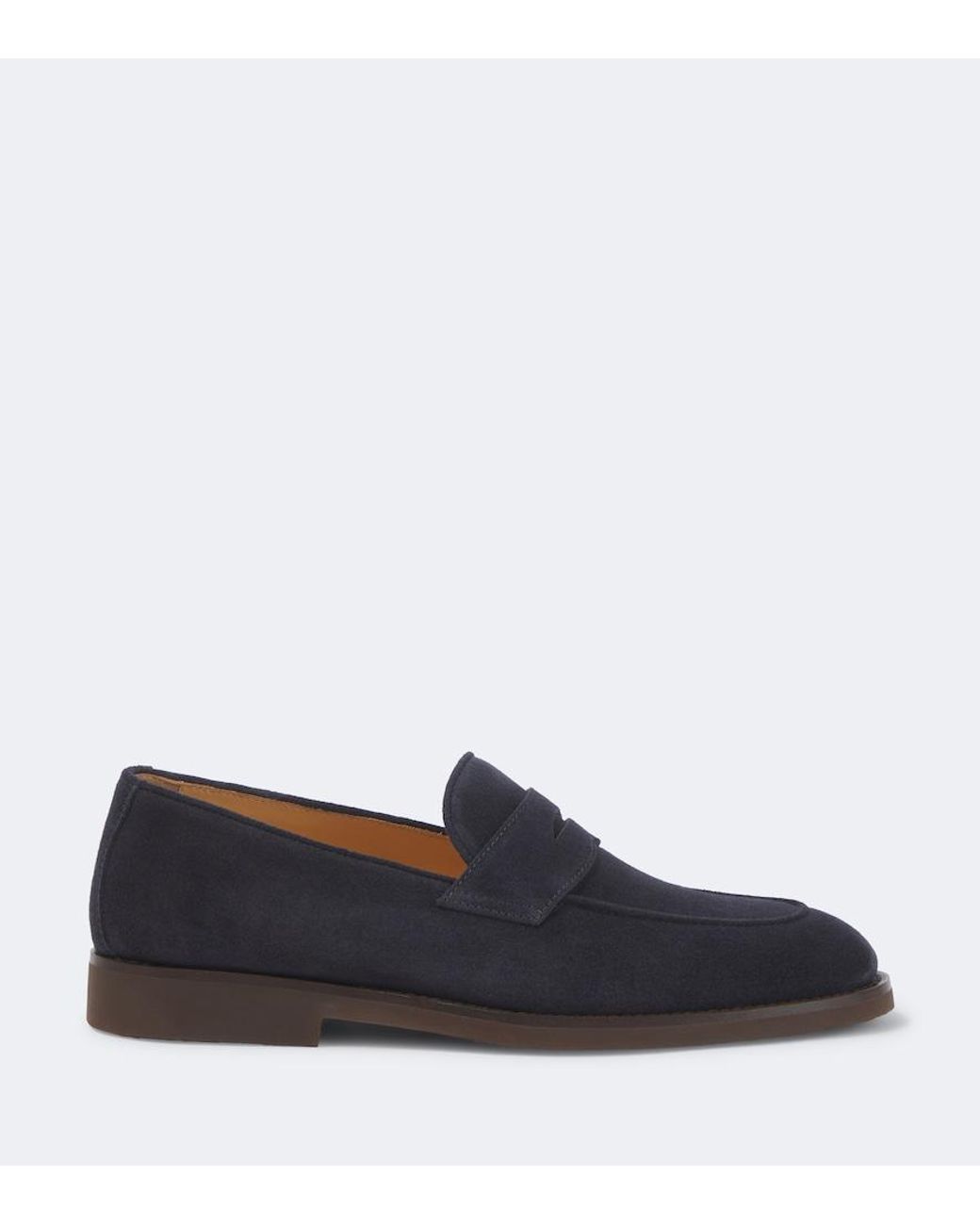 Brunello Cucinelli Blue Suede Penny Loafers for men