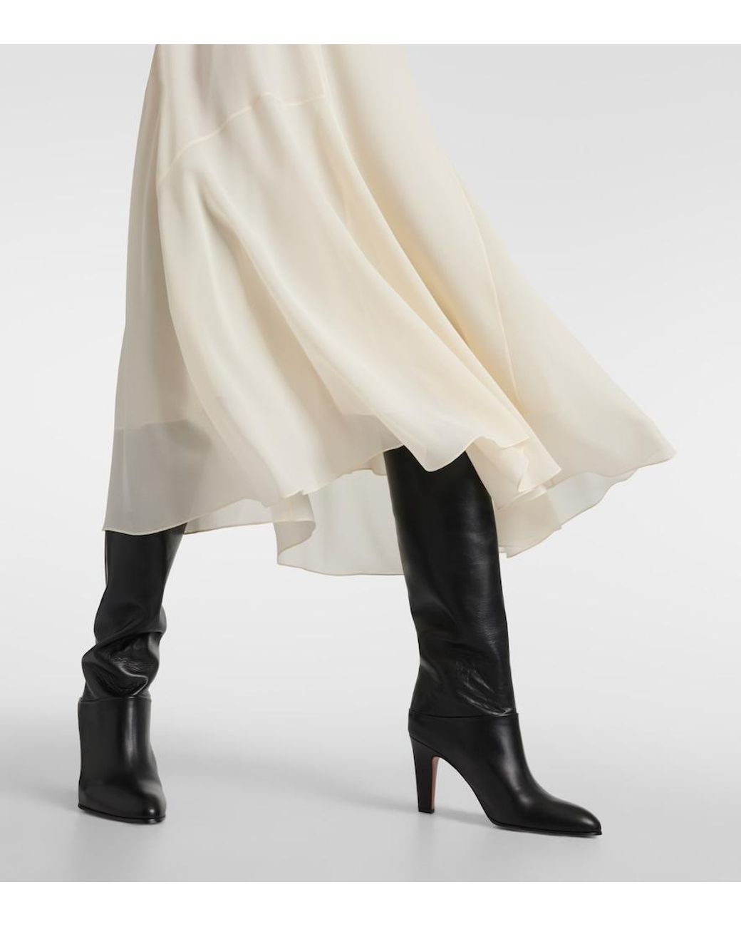 Chloé White Silk Chiffon Midi Dress
