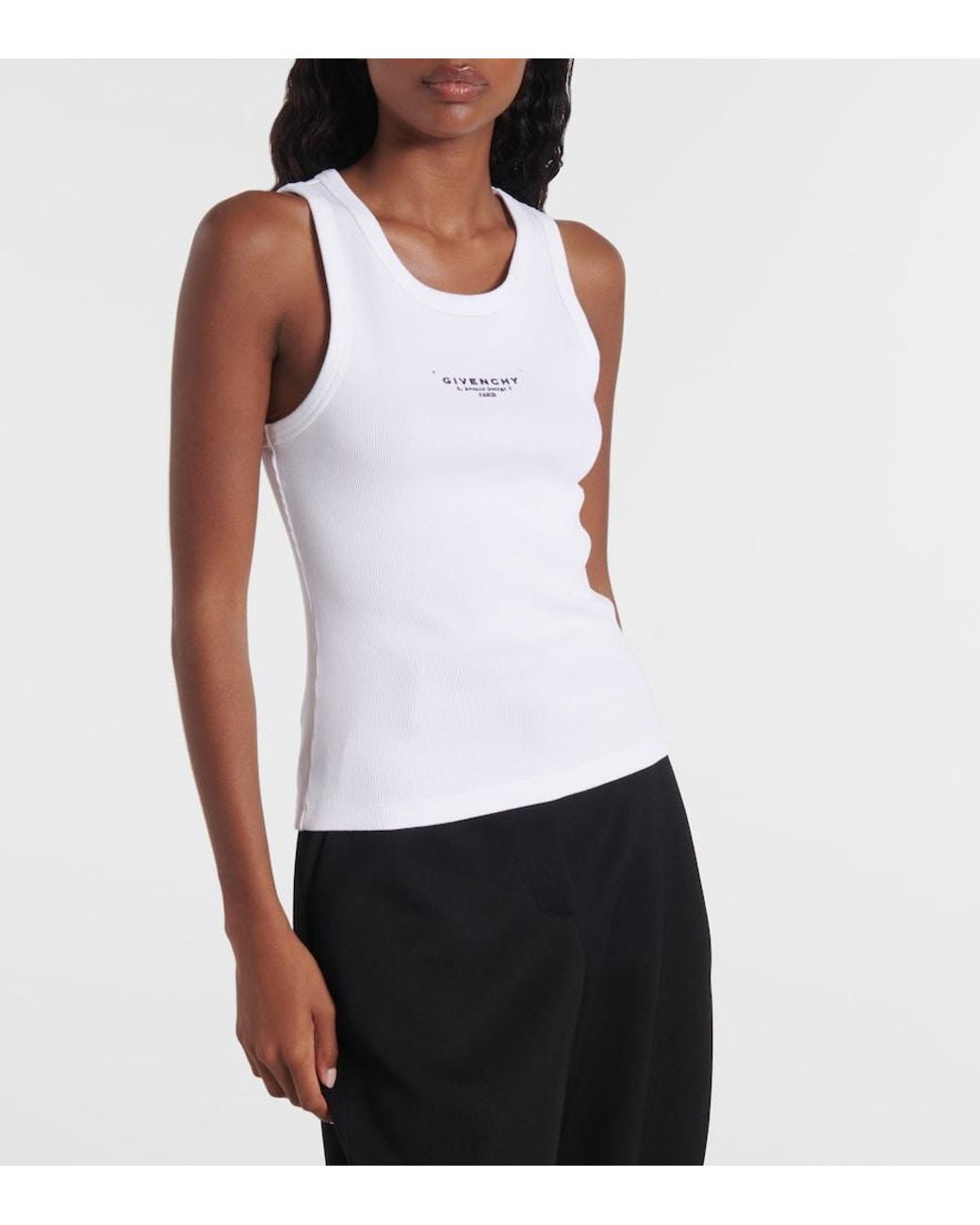 Givenchy White Stamp Cotton Tank Top