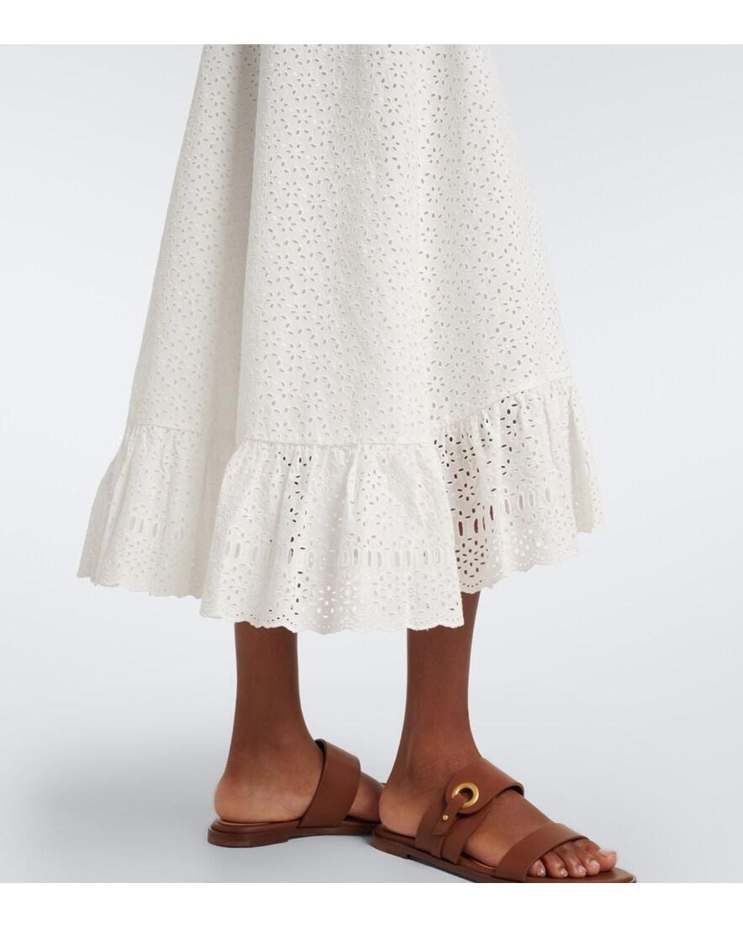 Ulla Johnson White Violetta Broderie Anglaise Midi Skirt