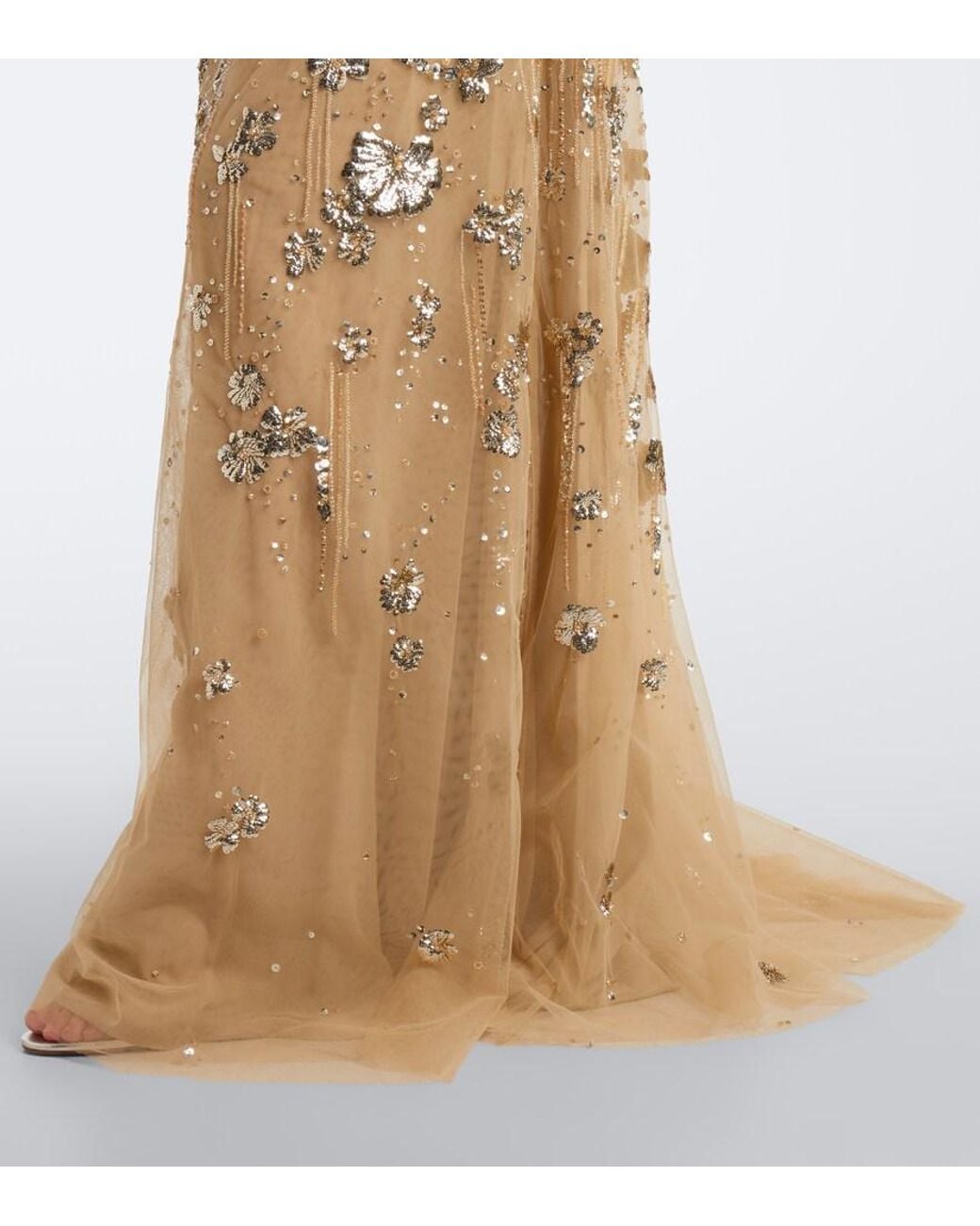 Georges Hobeika Natural Embellished Tulle Gown