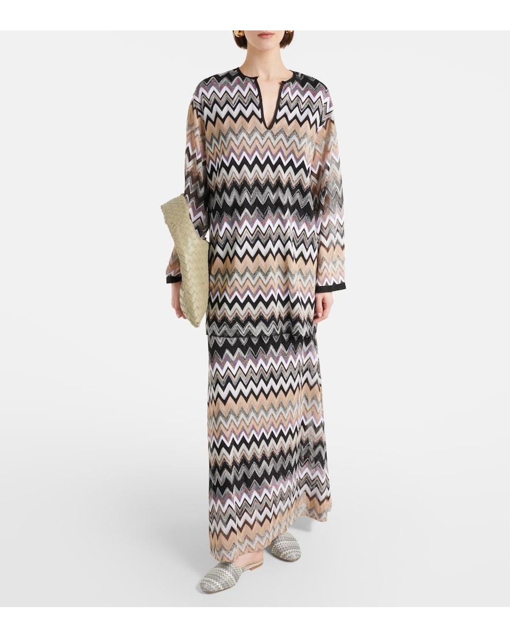 Missoni White Zig Zag Canvas Mules