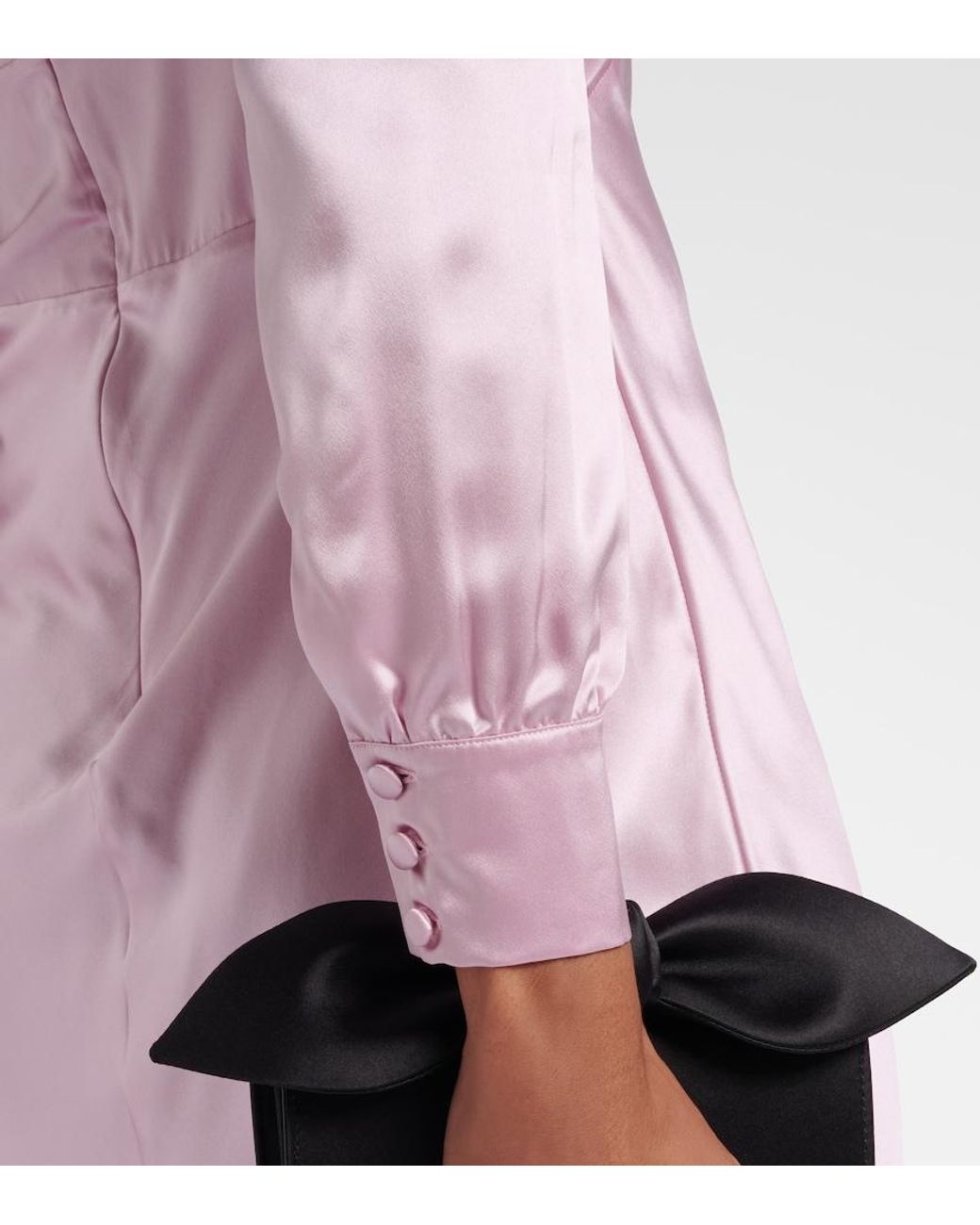 Alessandra Rich Pink Lace-Trimmed Silk Satin Midi Dress