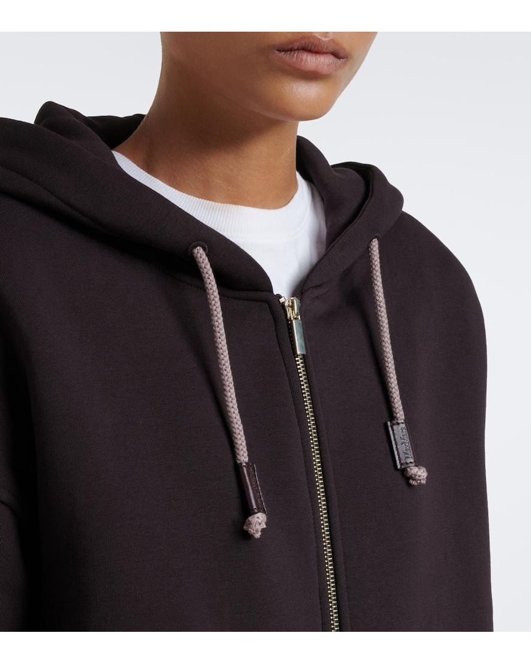 Max Mara Black Cotton-Blend Zip-Up Hoodie