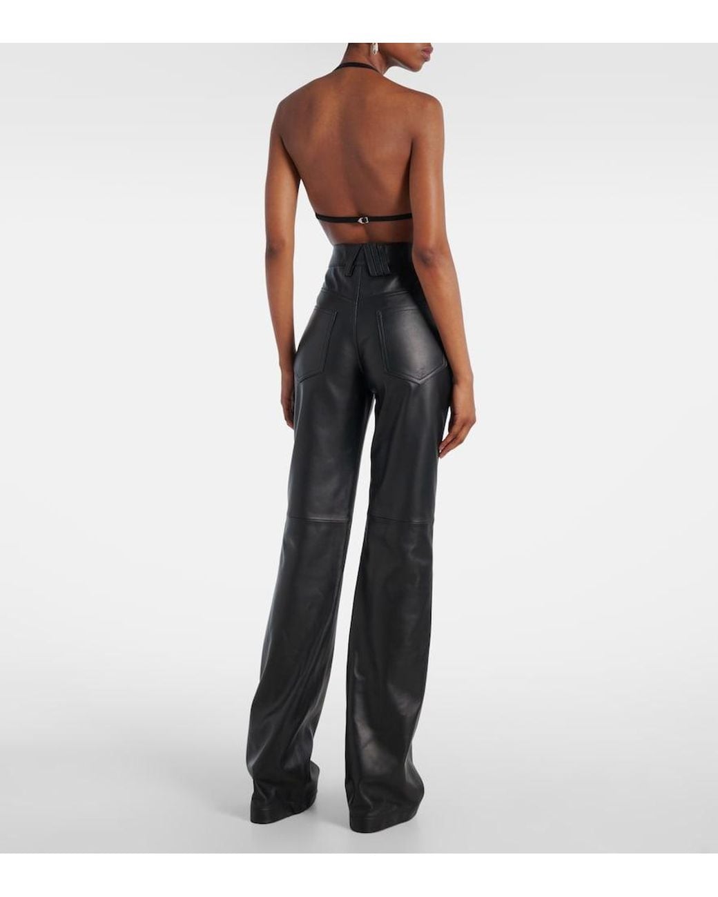 The Attico Black Fringed Halterneck Bralette
