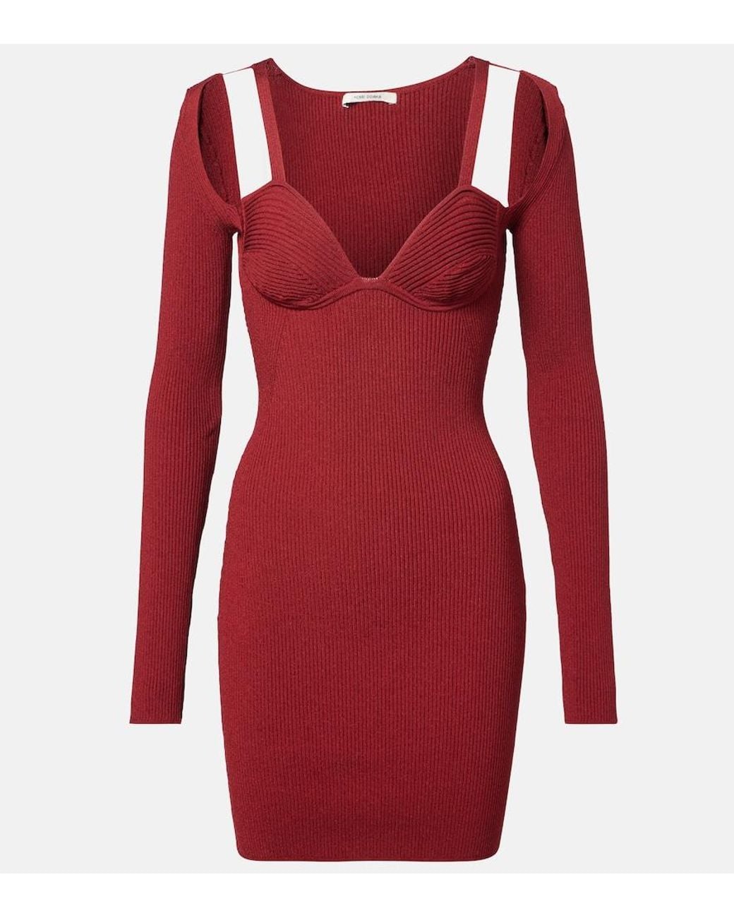 Nensi Dojaka Red Cutout Knitted Minidress