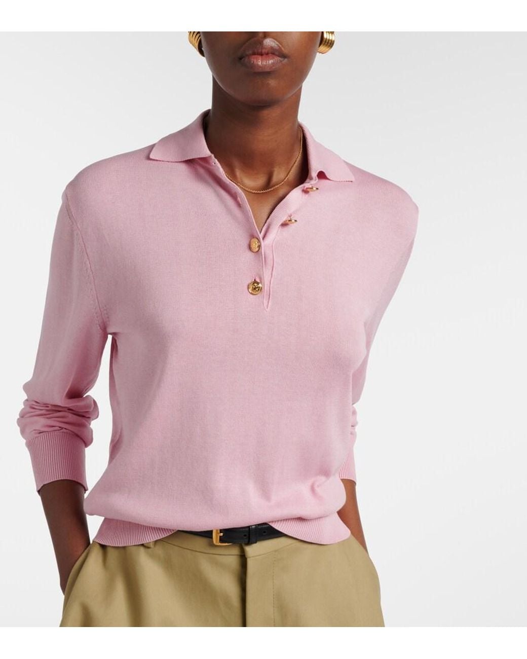 Blazé Milano Pink Alegria Silk And Cotton Polo Sweater