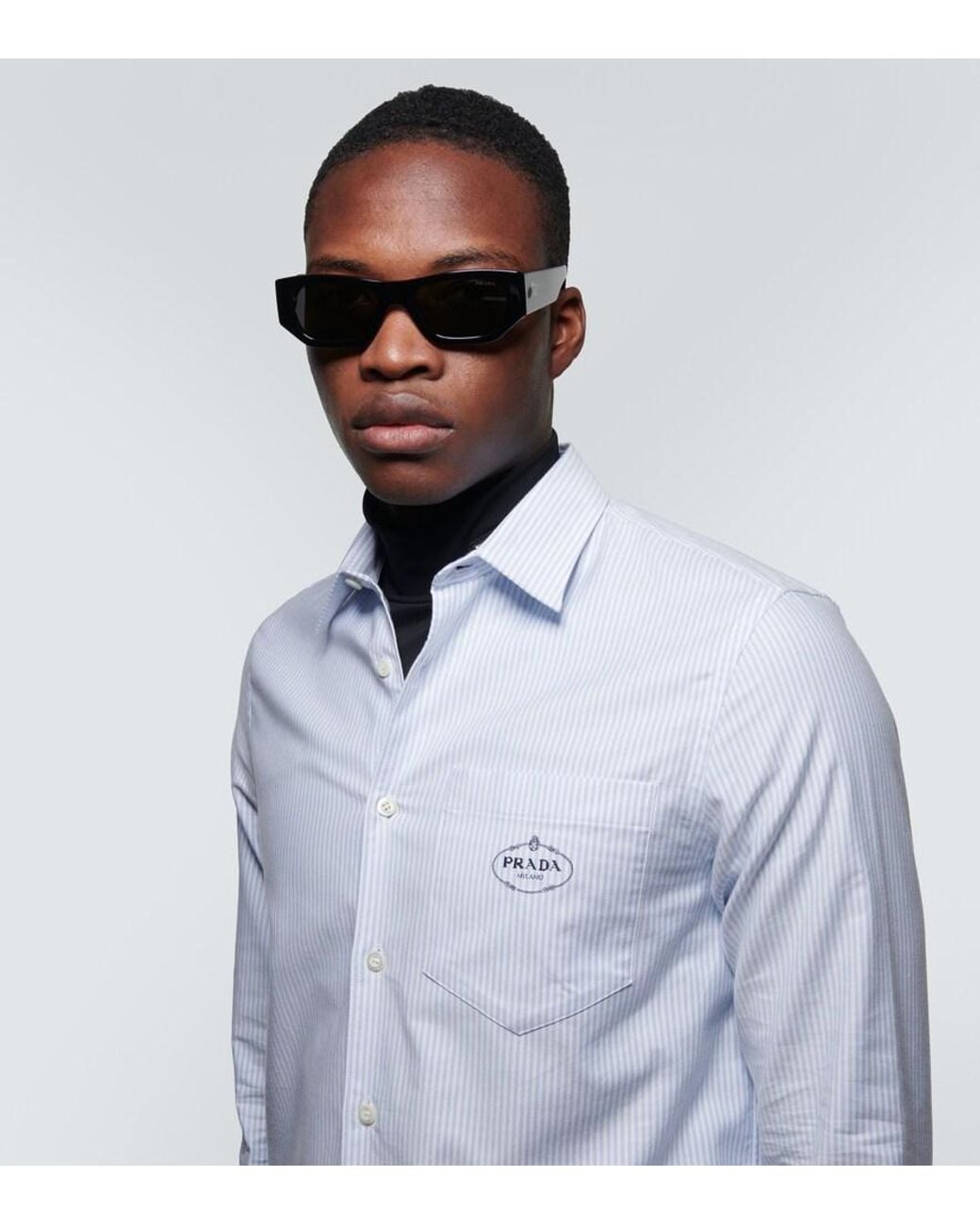 Prada Black Rectangular Sunglasses for men