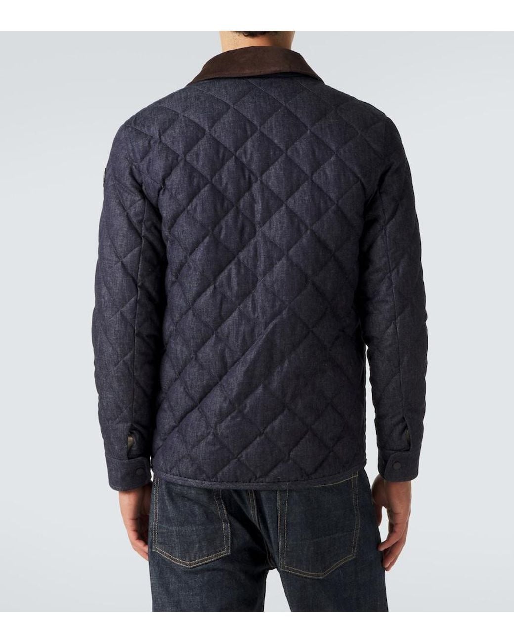 Moncler Blue Quilted Denim Down Jacket for men