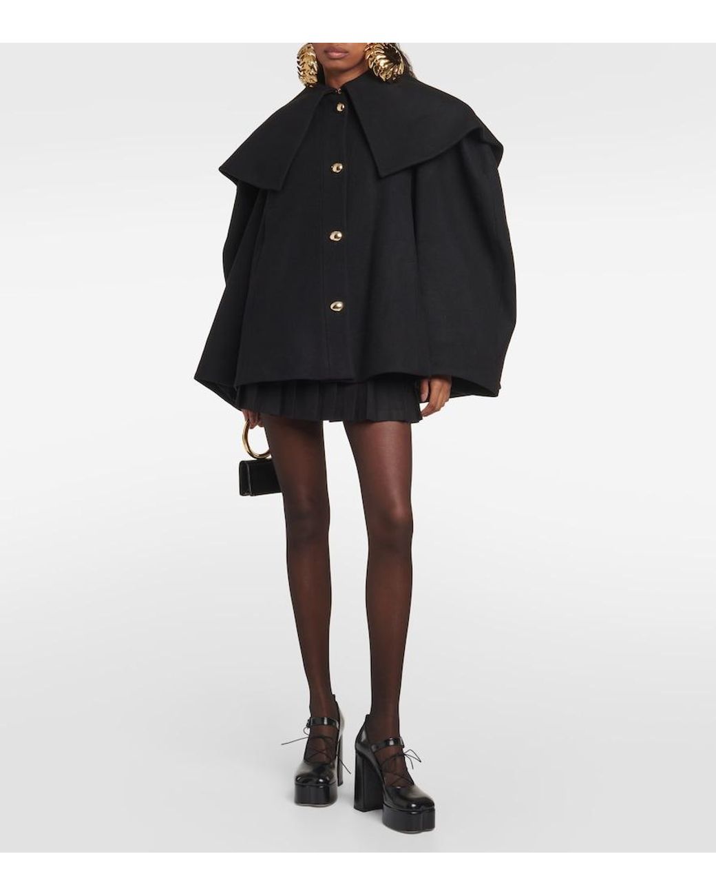 Nina Ricci Black Wool-Blend Coat