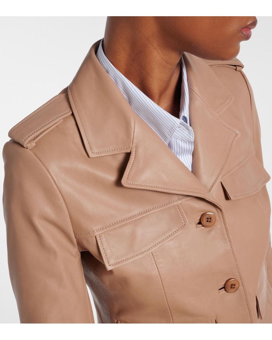 Dorothee Schumacher Natural Sleek Statement Cropped Leather Jacket