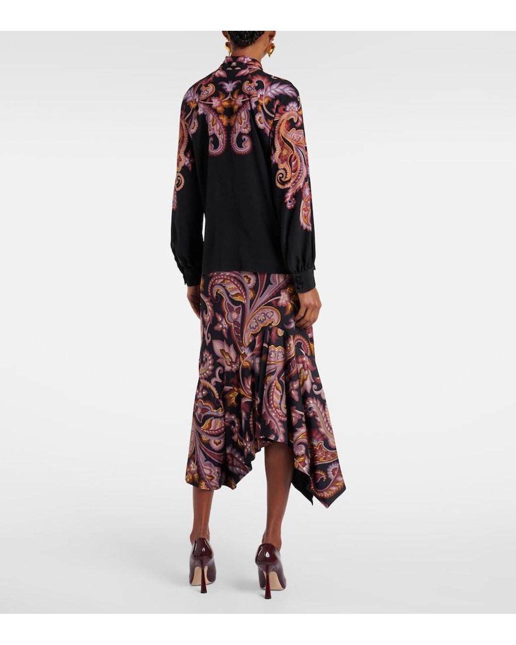 Etro Black Printed Crepe De Chine Blouse