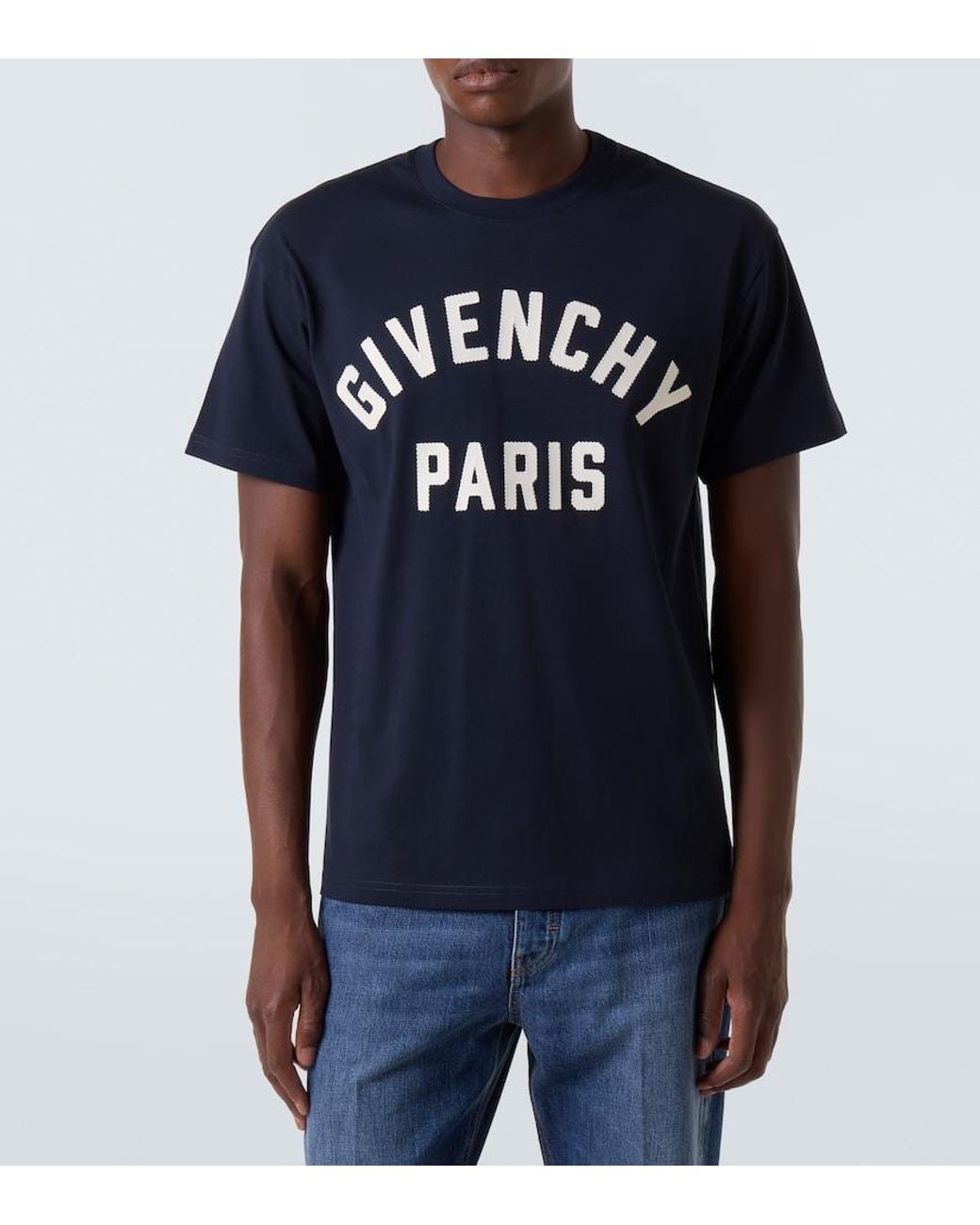 Givenchy Blue Cotton Logo T-Shirt for men