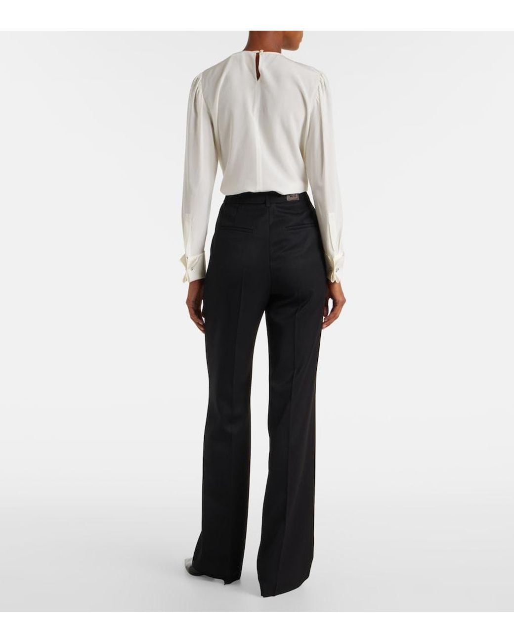 Max Mara Blue Cannes Virgin Wool Straight Pants