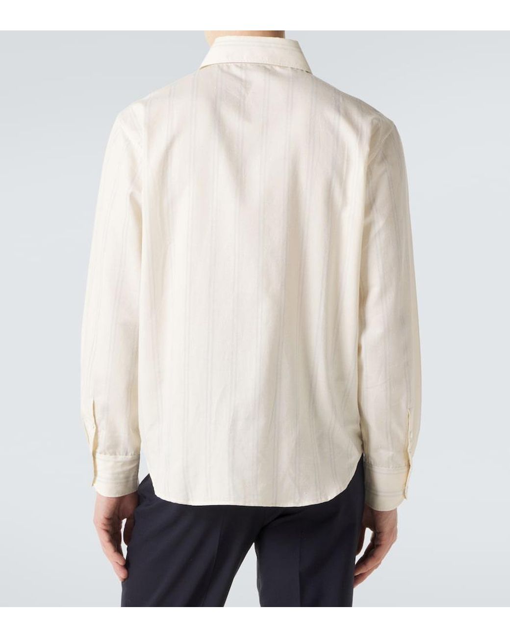 STÒFFA White Striped Cotton And Silk Shirt for men