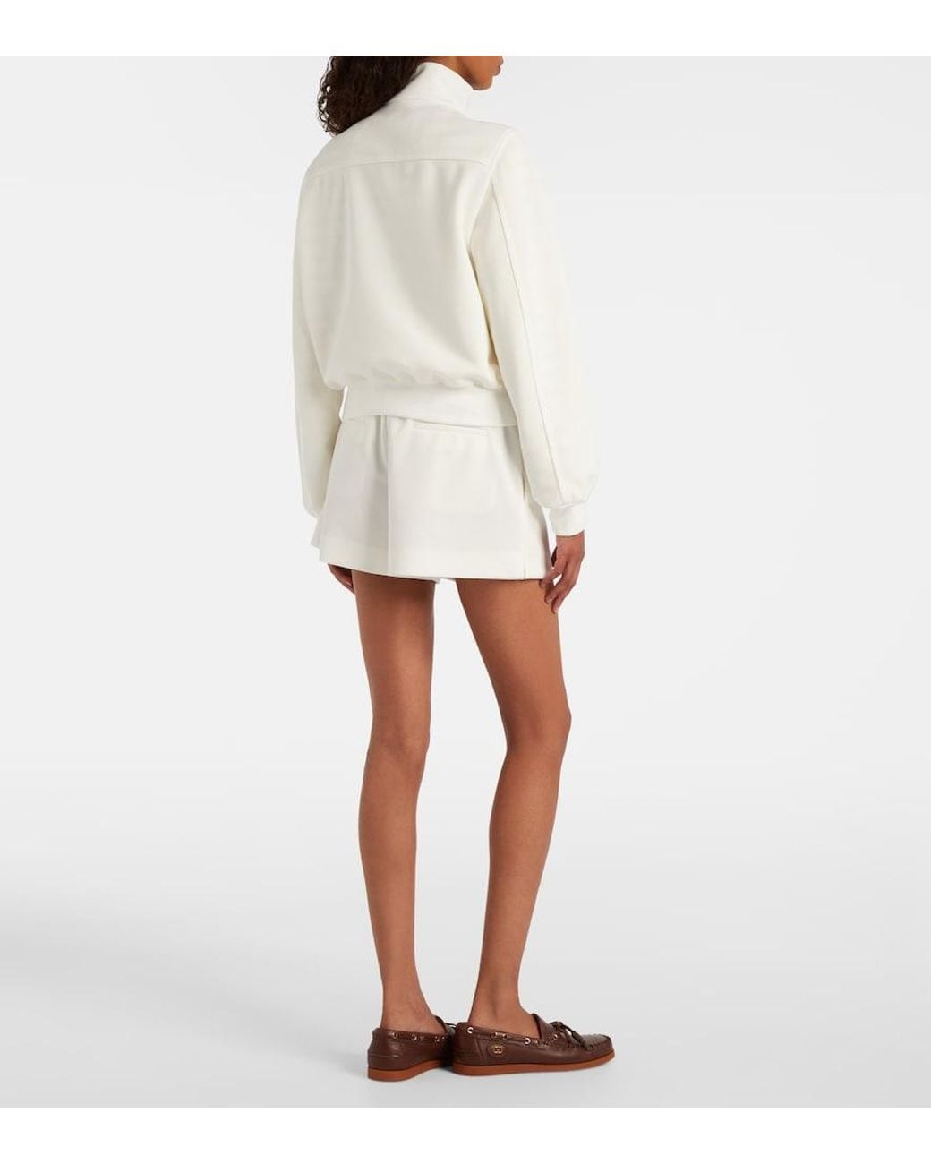 Valentino White Logo Jersey Zip-Up Sweatshirt