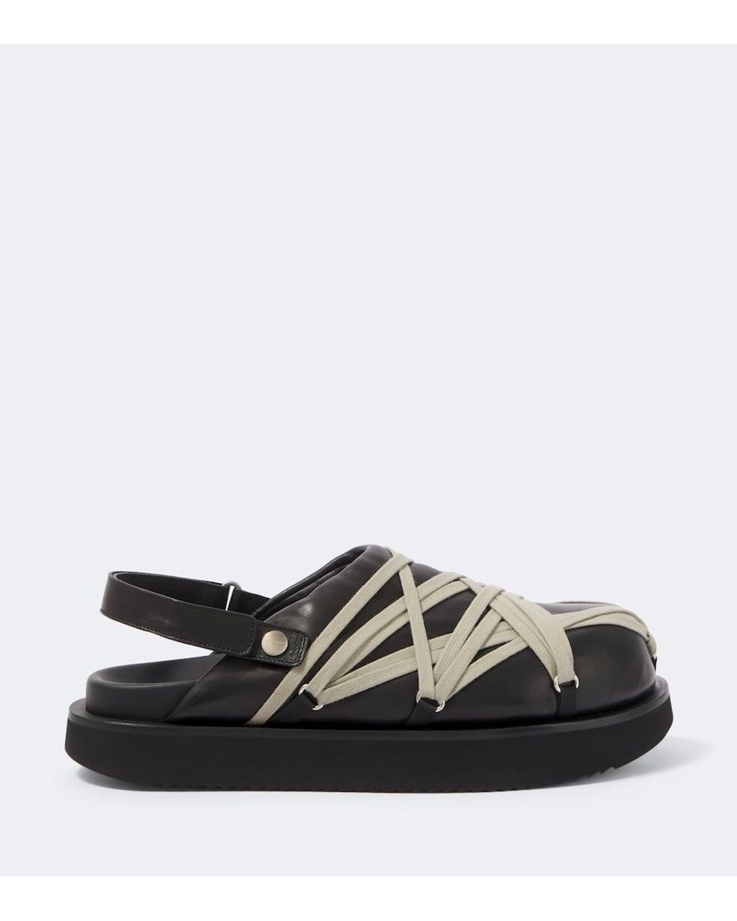 Rick Owens Black Megalace Leather Mules for men