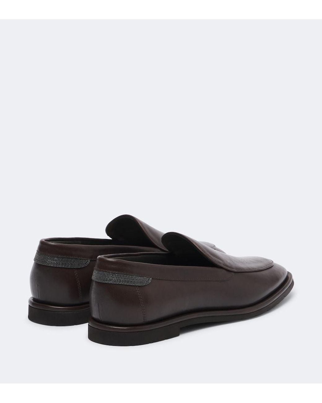 Brunello Cucinelli Brown Monili Leather Loafers