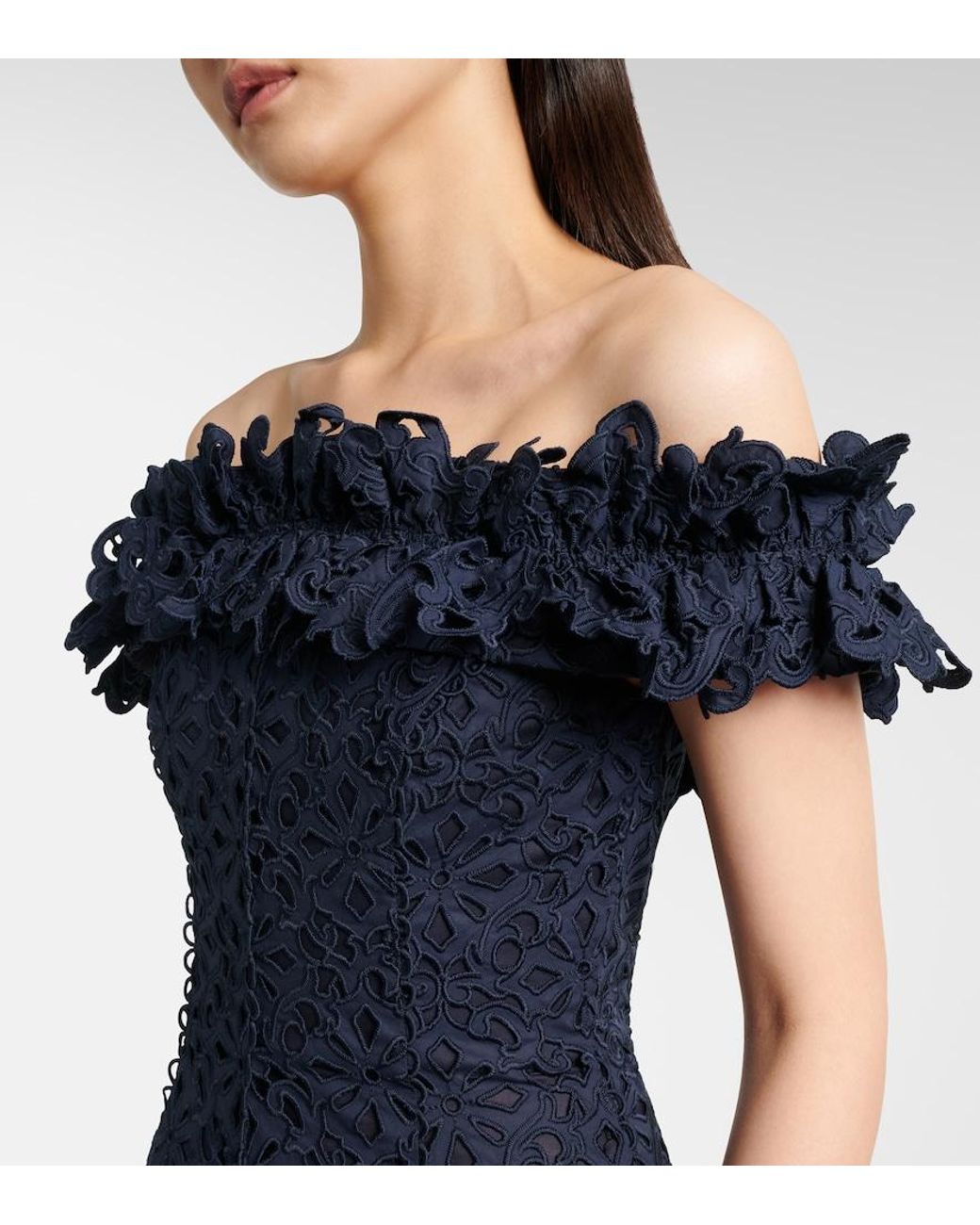 Rebecca Vallance Blue Antalya Broderie Anglaise Cocktail Dress