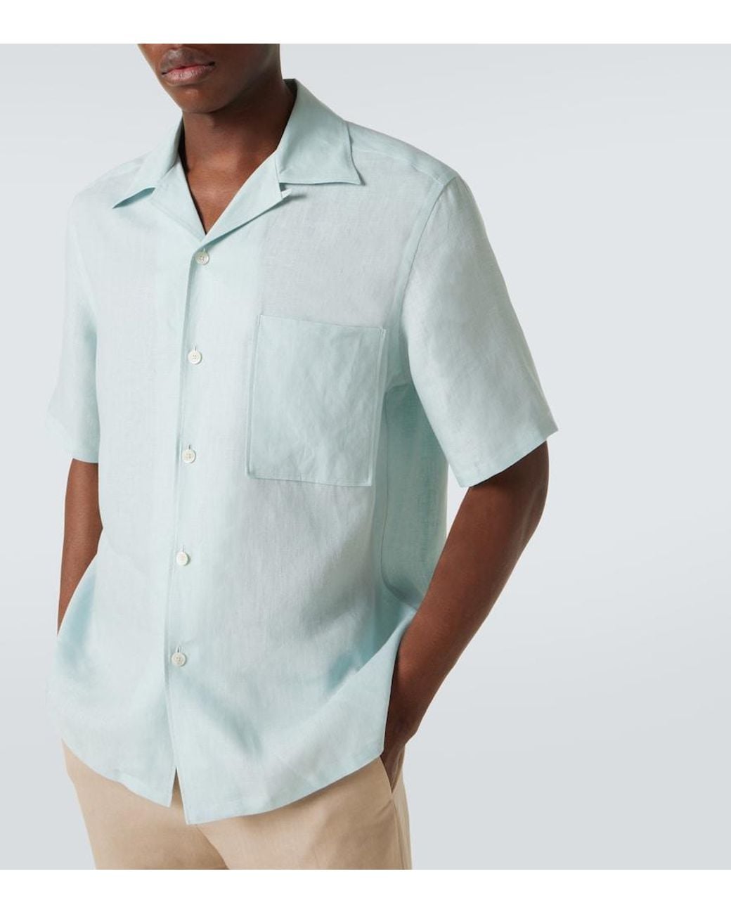 Zegna Blue Linen Shirt for men