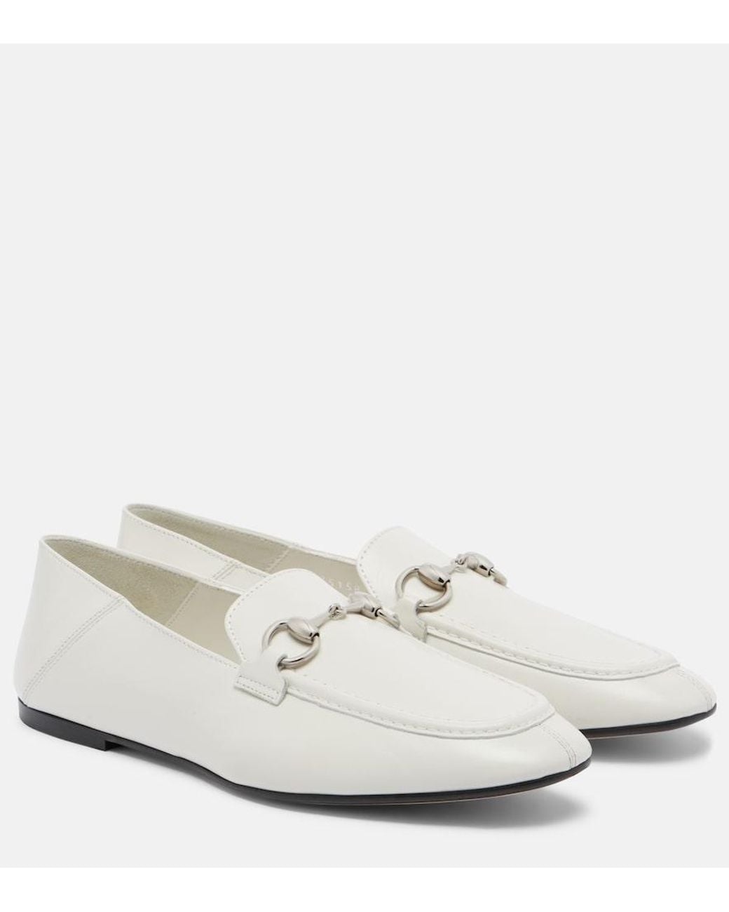 Gucci White Jordaan Soft Horsebit Leather Loafers