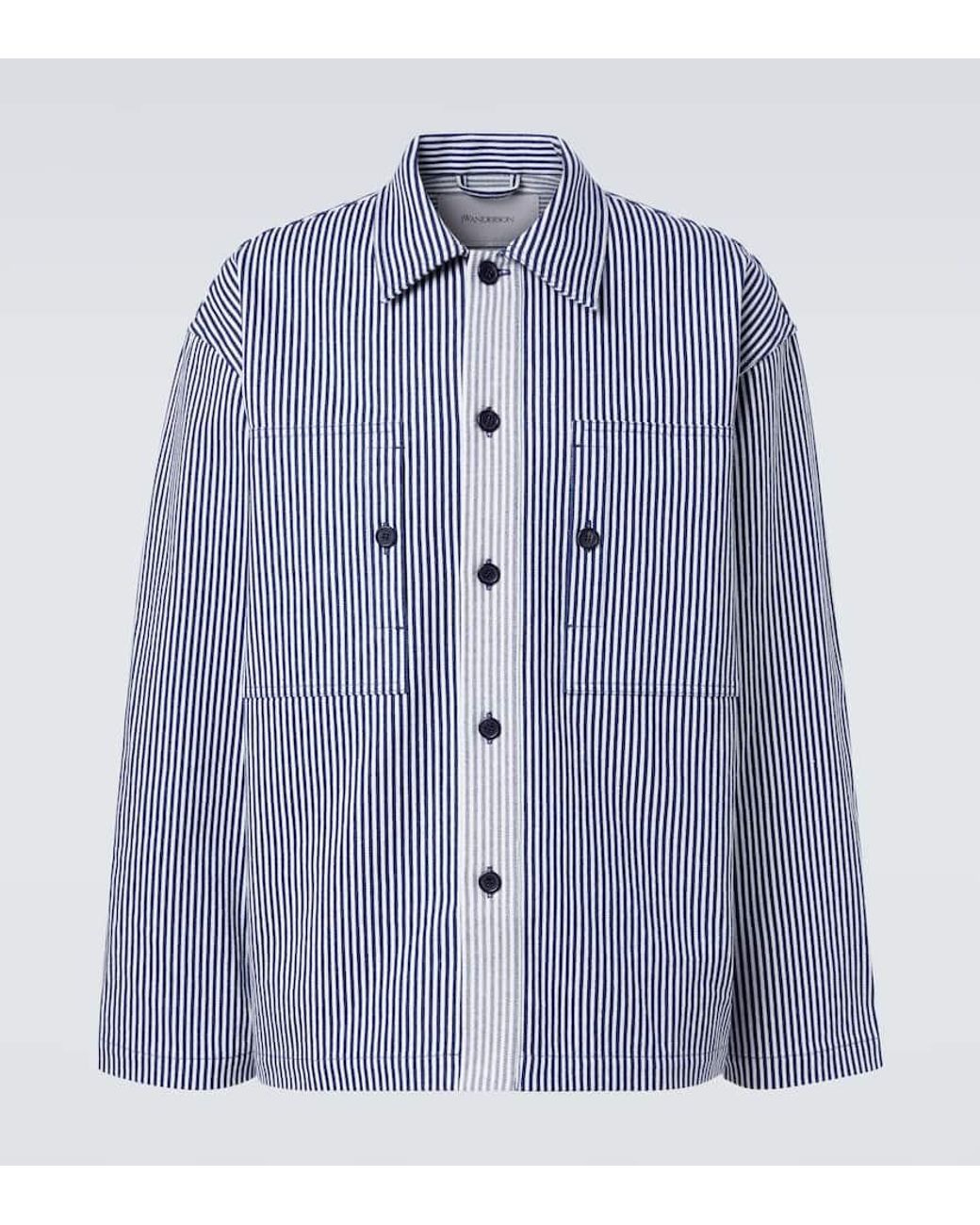 J.W. Anderson Blue Striped Cotton Overshirt for men