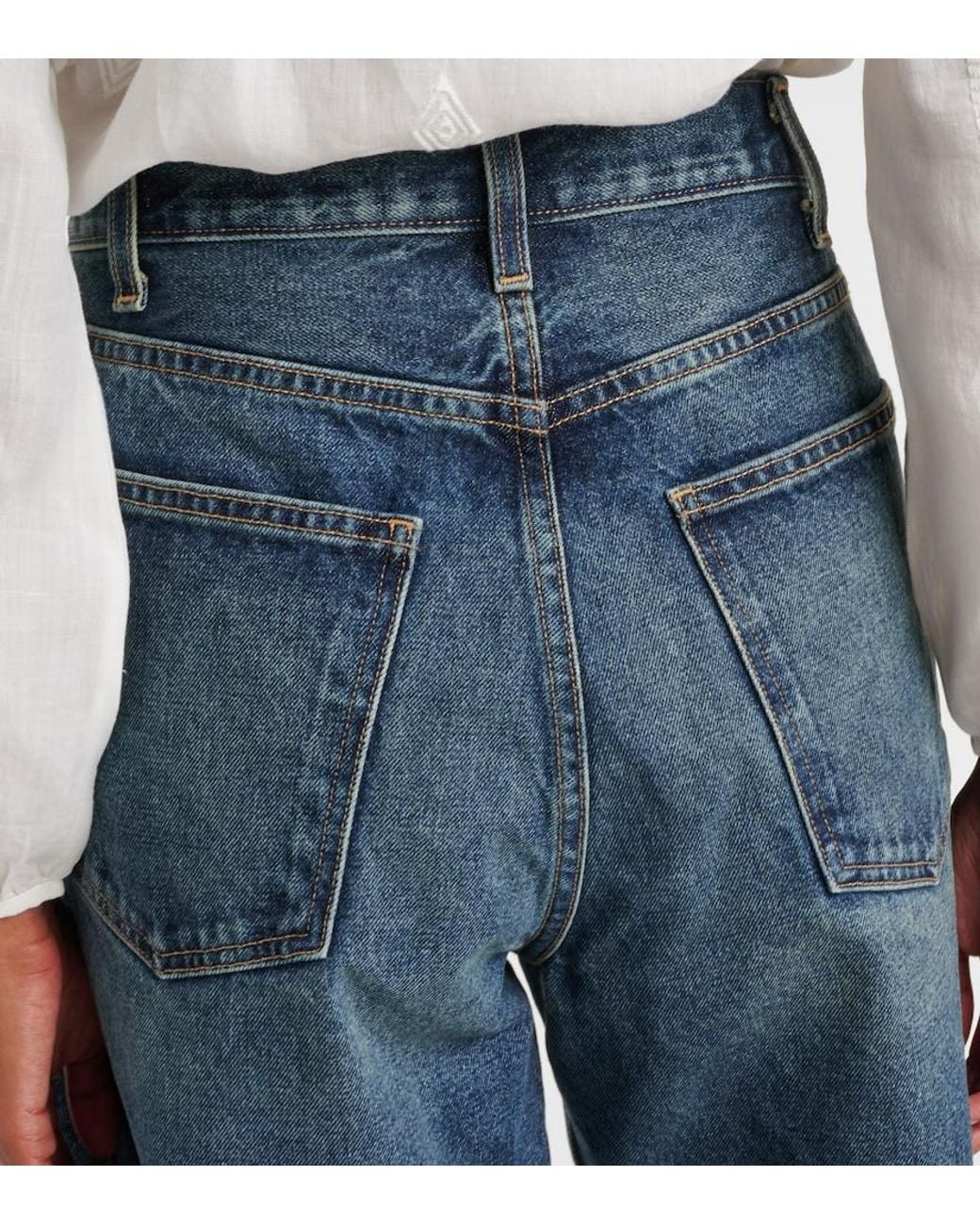 Nili Lotan Blue Russel Mid-Rise Denim Shorts