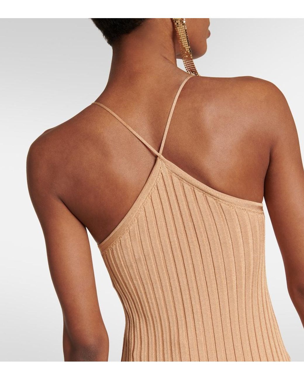 Galvan White Rhea Rib-Knit Halterneck Midi Dress