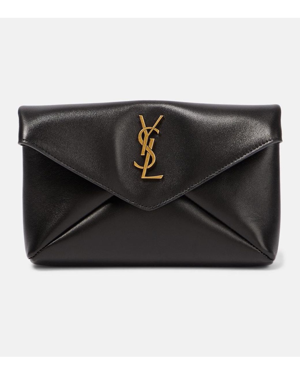 Saint Laurent Black Cassandre Small Leather Pouch