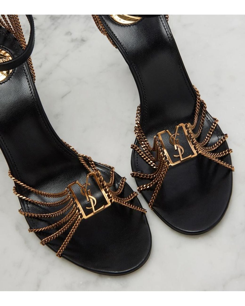 Saint Laurent Black Babylone 90 Leather Sandals