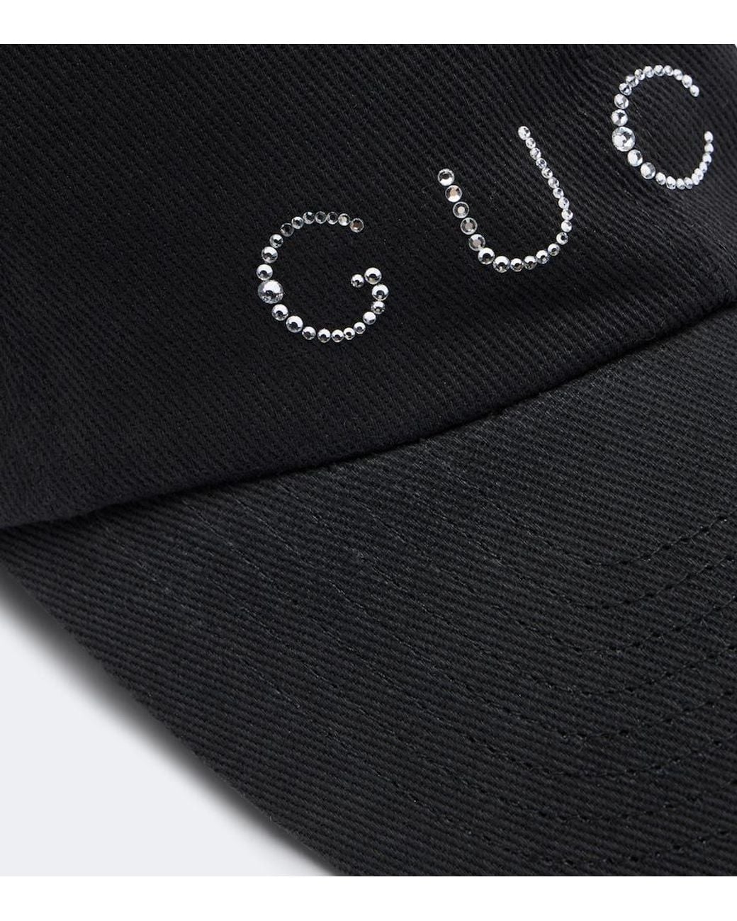 Gucci Black Embellished Logo Cotton-Blend Baseball Cap
