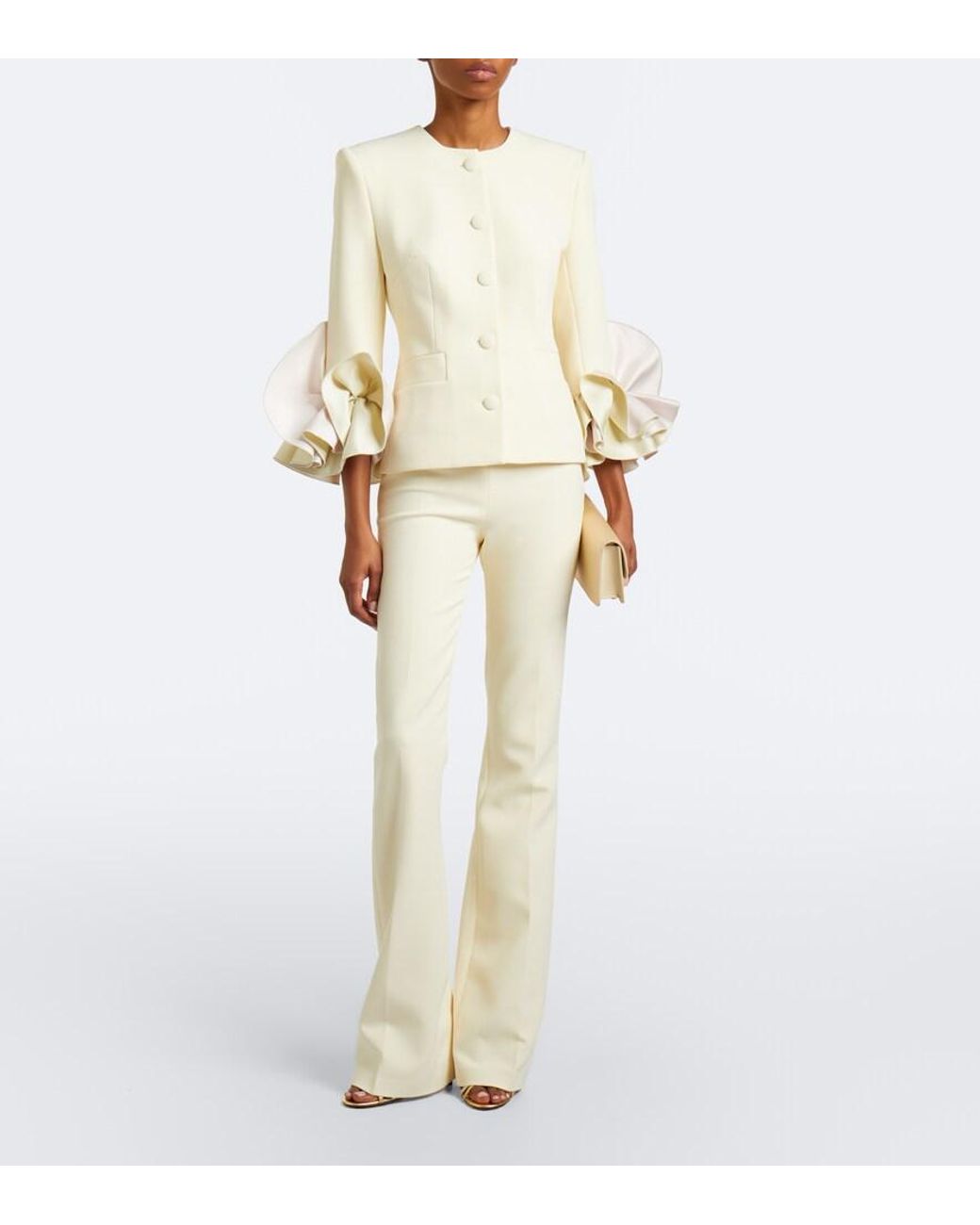 Safiyaa Natural Omona Duchesse-Trimmed Crepe Blazer