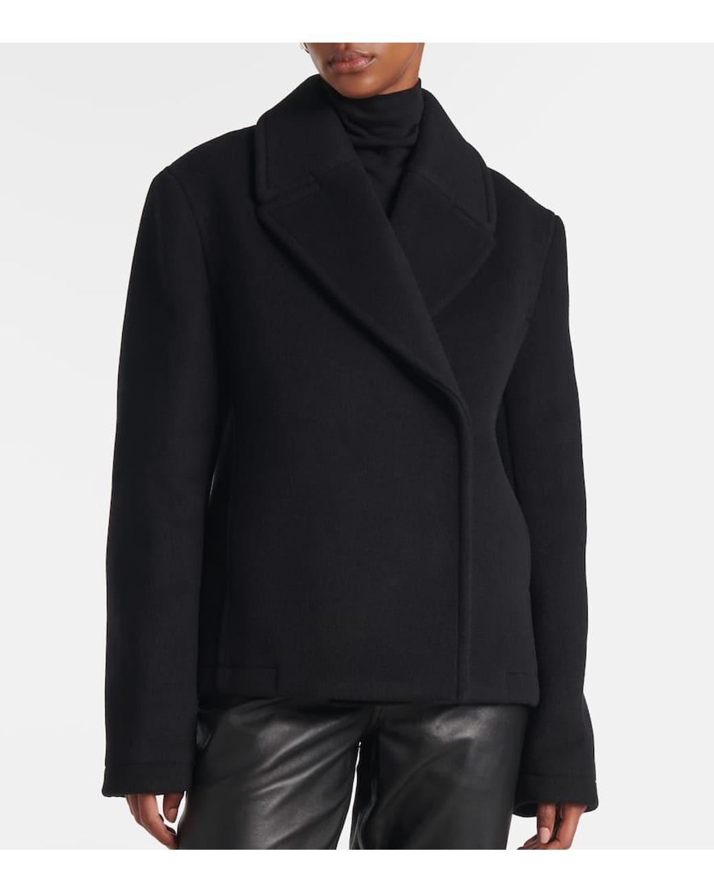 toteme-cropped-wool-blend-peacoat-in-black-lyst